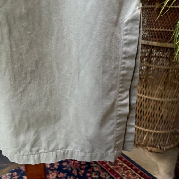 Eddie Bauer Long A-Line 100% Cotton Khaki Skirt w/ Tortoise Buttons size 8 - Picture 4 of 8